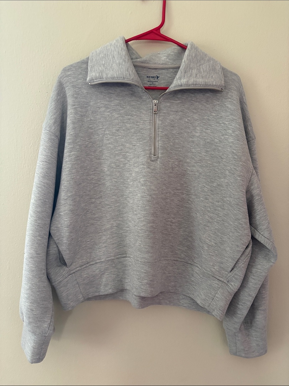 Old Navy Light Heather Gray Quarter-Zip Bounce Fleece Sweatshirt